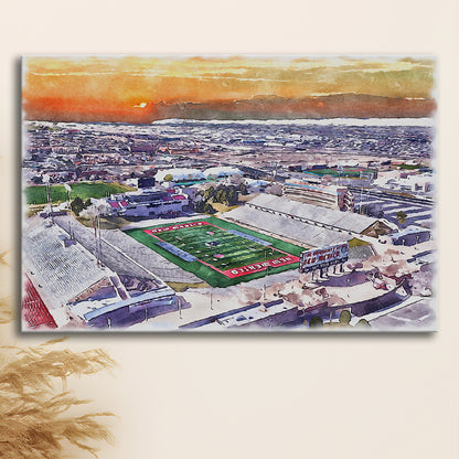 Dreamstyle Stadium, University Painting Stadium Watercolor, Sport Art, Gifts for him, Canvas Print Wall Art