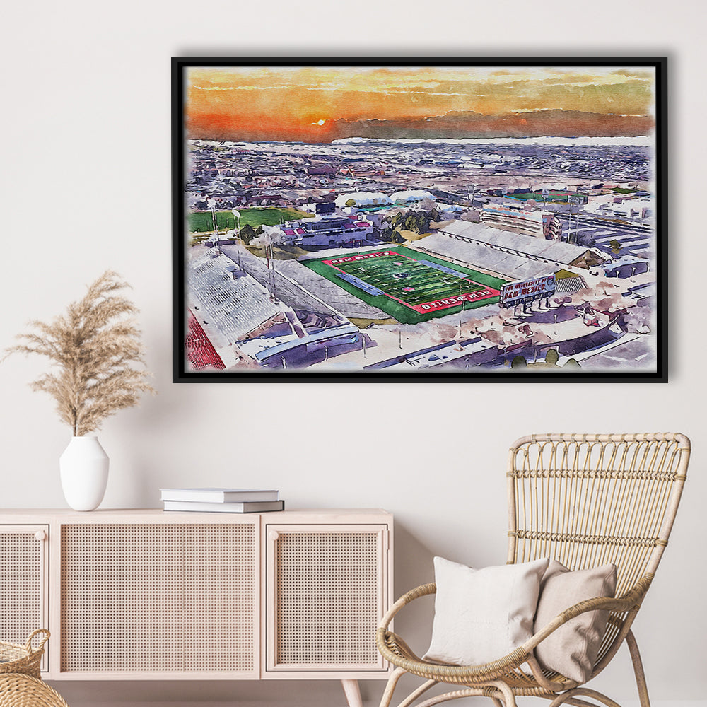 Dreamstyle Stadium, University Painting Stadium Watercolor, Sport Gift Art, Framed Canvas Print Wall Art
