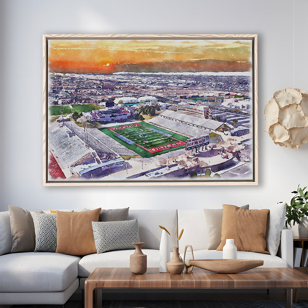 Dreamstyle Stadium, University Painting Stadium Watercolor, Sport Gift Art, Framed Canvas Print Wall Art