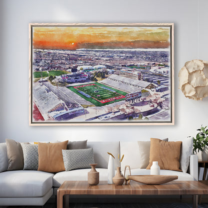 Dreamstyle Stadium, University Painting Stadium Watercolor, Sport Gift Art, Framed Canvas Print Wall Art
