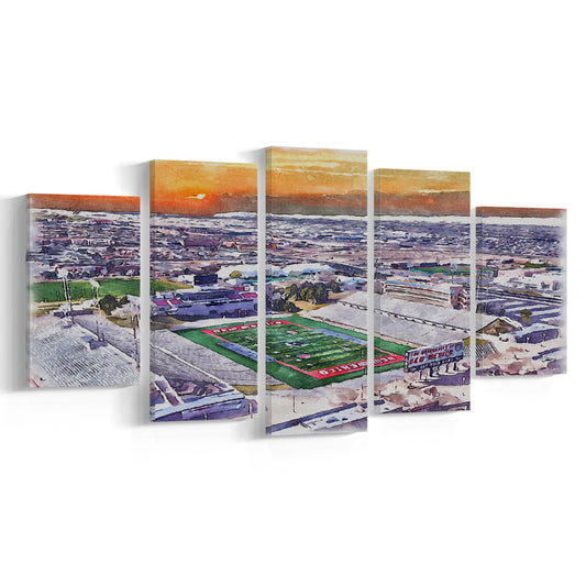 Dreamstyle Stadium, University Painting Stadium Watercolor, Sport Art, Mixed 5 Panel, Canvas Print Wall Art