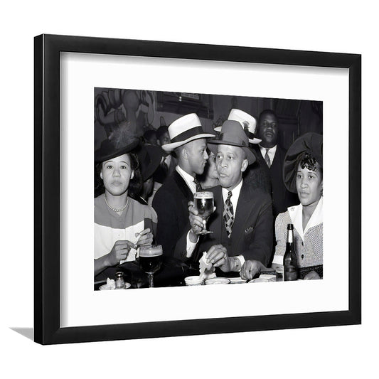 Drinking Beer, Black and White, Vintage Photography, Bar Cart Print, Bar Decor, Framed Art Print White Border Wall Decor