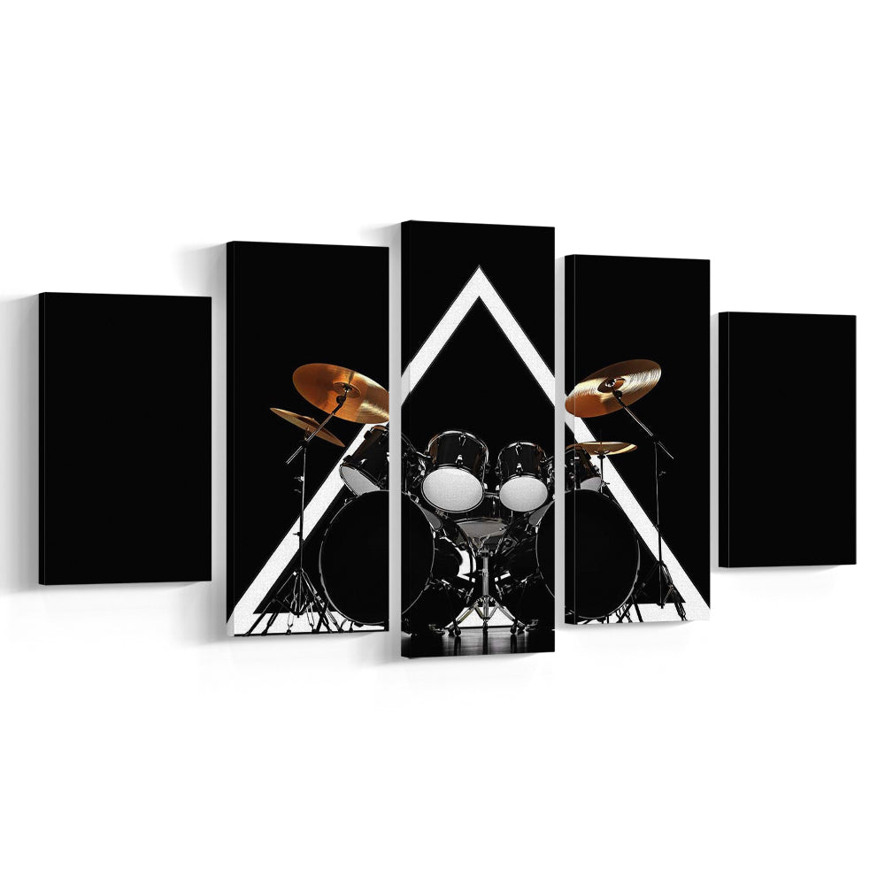 Drum Kit Canvas Print, Music Wall Decor, Gift for Drummer, 5 Piece Large Cavas Print Wall Art