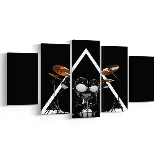 Drum Kit Canvas Print, Music Wall Decor, Gift for Drummer, 5 Piece Large Cavas Print Wall Art