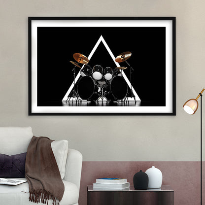 Drum Kit Art Print, Music Wall Decor, Gift For Drummer, Framed Art Print White Border