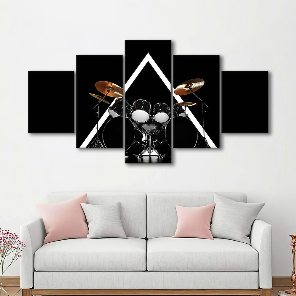 Drum Kit Canvas Print, Music Wall Decor, Gift for Drummer, 5 Piece Large Cavas Print Wall Art