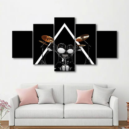 Drum Kit Canvas Print, Music Wall Decor, Gift for Drummer, 5 Piece Large Cavas Print Wall Art