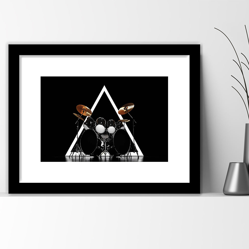 Drum Kit Art Print, Music Wall Decor, Gift For Drummer, Framed Art Print White Border