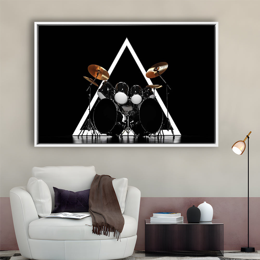 Drum Kit Canvas Print, Music Wall Decor, Gift For Drummer, Framed Cavas Print, Floating Frame