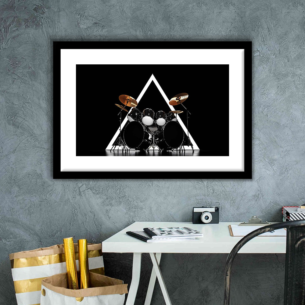 Drum Kit Art Print, Music Wall Decor, Gift For Drummer, Framed Art Print White Border