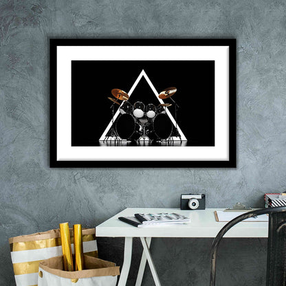 Drum Kit Art Print, Music Wall Decor, Gift For Drummer, Framed Art Print White Border
