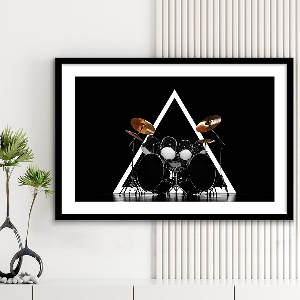 Drum Kit Art Print, Music Wall Decor, Gift For Drummer, Framed Art Print White Border