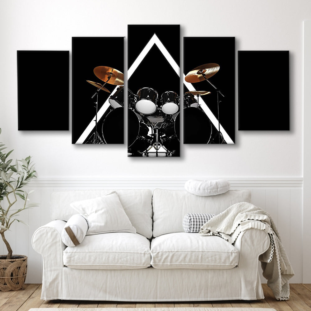 Drum Kit Canvas Print, Music Wall Decor, Gift for Drummer, 5 Piece Large Cavas Print Wall Art