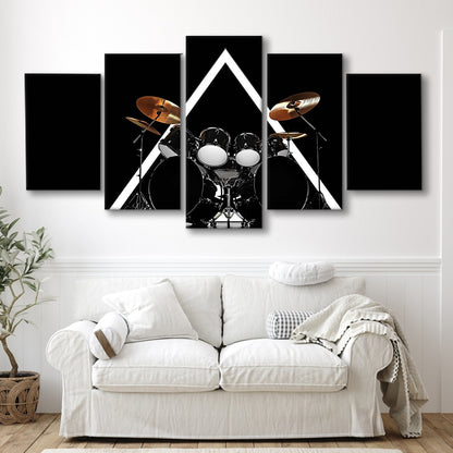 Drum Kit Canvas Print, Music Wall Decor, Gift for Drummer, 5 Piece Large Cavas Print Wall Art