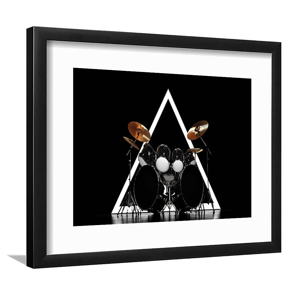 Drum Kit Art Print, Music Wall Decor, Gift For Drummer, Framed Art Print White Border