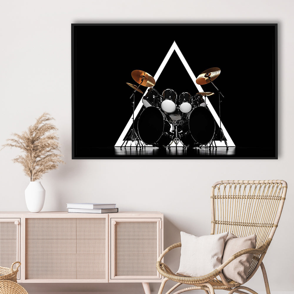 Drum Kit Canvas Print, Music Wall Decor, Gift For Drummer, Framed Cavas Print, Floating Frame