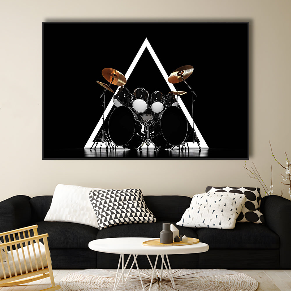 Drum Kit Canvas Print, Music Wall Decor, Gift For Drummer, Framed Cavas Print, Floating Frame