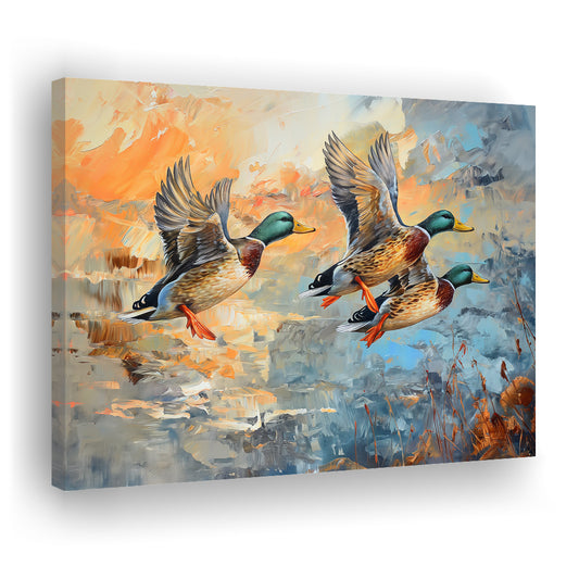 Duck Flying Huting Painting Art, Canvas Art Decor Print, Painting Art, Canvas Print Wall Art Home Decor