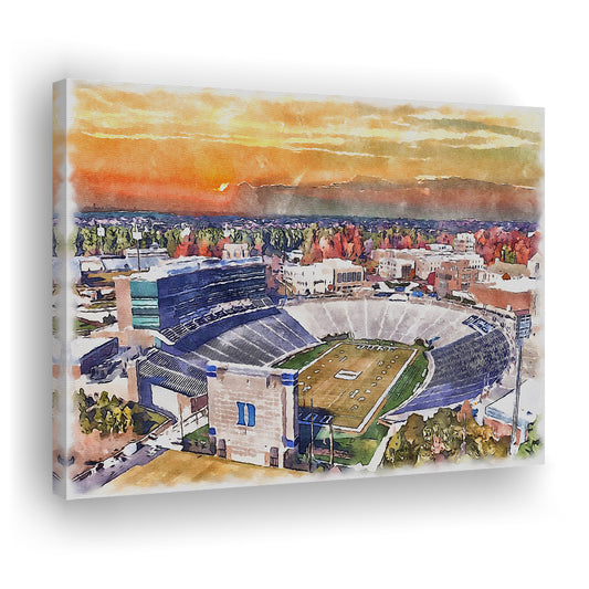 Duke Blue Devils, Wallace Wade Painting Stadium Watercolor, Sport Art, Gifts for him, Canvas Print Wall Art