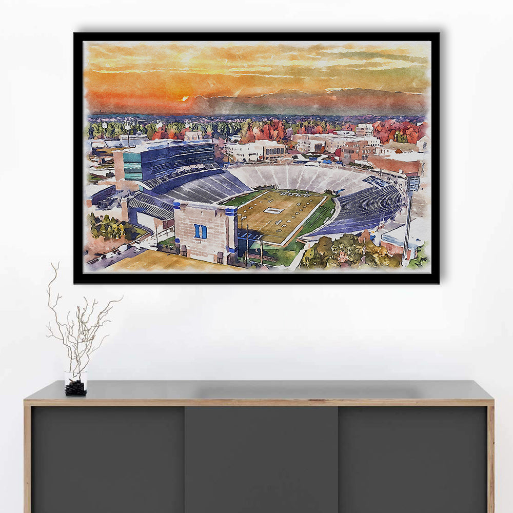 Duke Blue Devils, Wallace Wade Painting Stadium Watercolor, Sport Gift Art, Framed Art Print Wall Decor