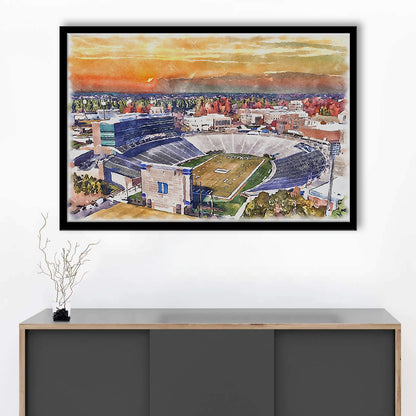 Duke Blue Devils, Wallace Wade Painting Stadium Watercolor, Sport Gift Art, Framed Art Print Wall Decor
