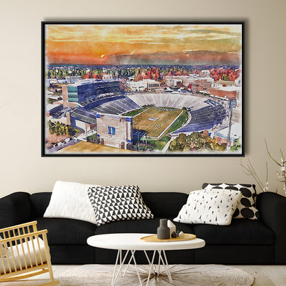 Duke Blue Devils, Wallace Wade Painting Stadium Watercolor, Sport Gift Art, Framed Canvas Print Wall Art