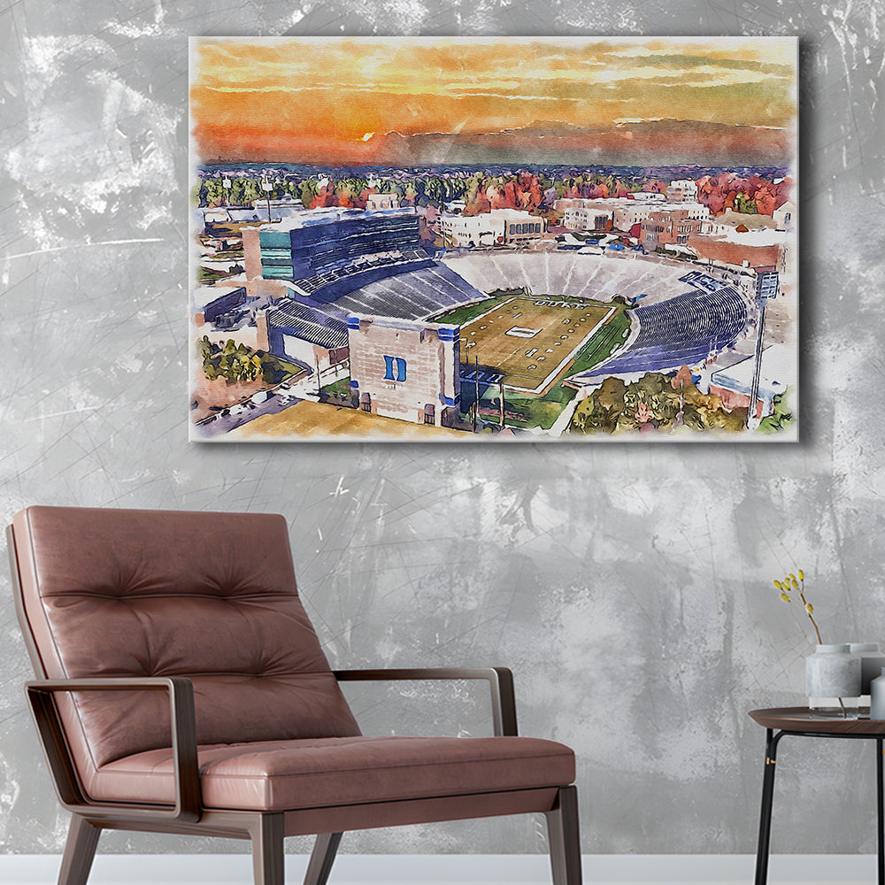 Duke Blue Devils, Wallace Wade Painting Stadium Watercolor, Sport Art, Gifts for him, Canvas Print Wall Art