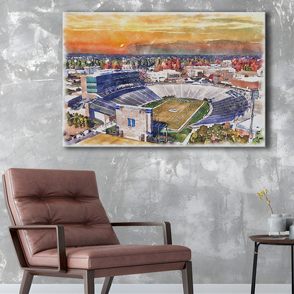 Duke Blue Devils, Wallace Wade Painting Stadium Watercolor, Sport Art, Gifts for him, Canvas Print Wall Art