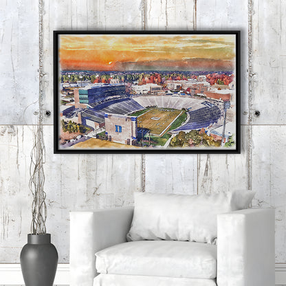 Duke Blue Devils, Wallace Wade Painting Stadium Watercolor, Sport Gift Art, Framed Canvas Print Wall Art