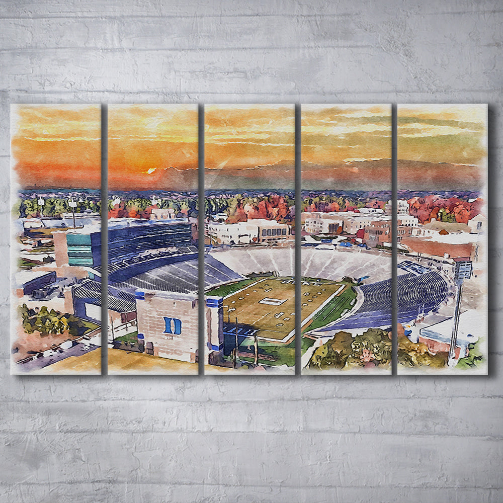 Duke Blue Devils, Wallace Wade Painting Stadium Watercolor, Sport Art, Extra Large Canvas Print Wall Art