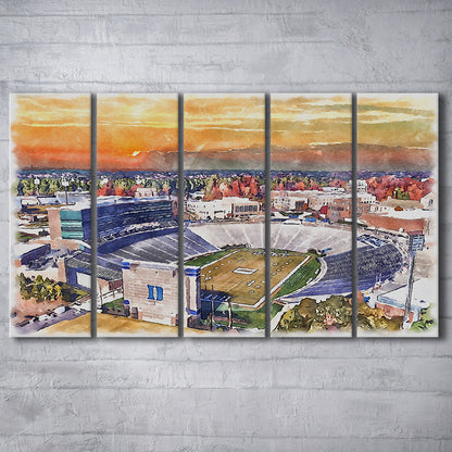 Duke Blue Devils, Wallace Wade Painting Stadium Watercolor, Sport Art, Extra Large Canvas Print Wall Art