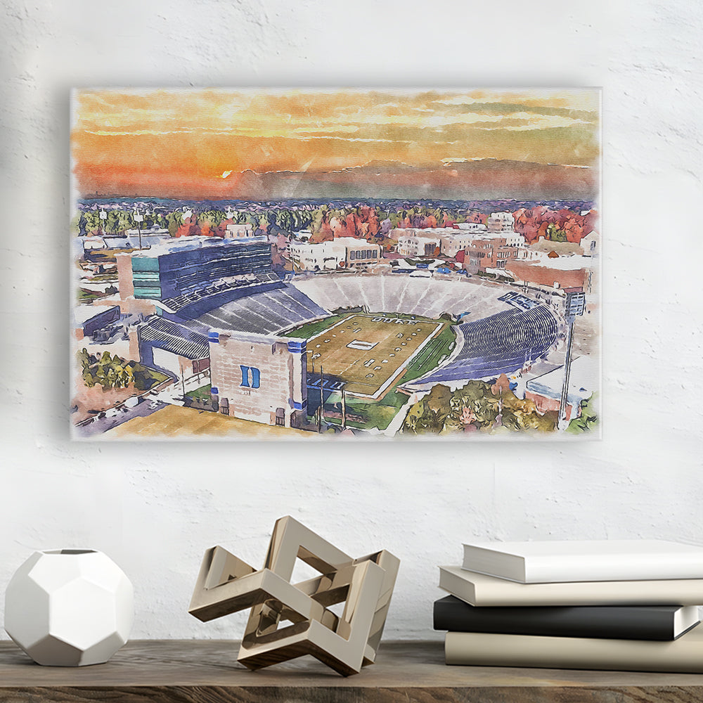 Duke Blue Devils, Wallace Wade Painting Stadium Watercolor, Sport Art, Gifts for him, Canvas Print Wall Art