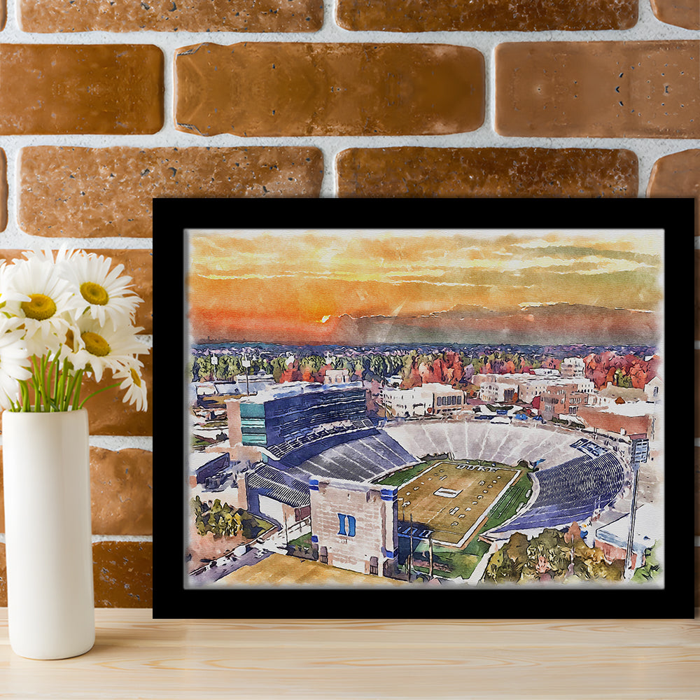 Duke Blue Devils, Wallace Wade Painting Stadium Watercolor, Sport Gift Art, Framed Art Print Wall Decor