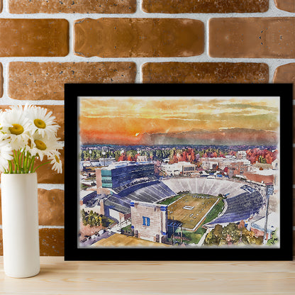 Duke Blue Devils, Wallace Wade Painting Stadium Watercolor, Sport Gift Art, Framed Art Print Wall Decor