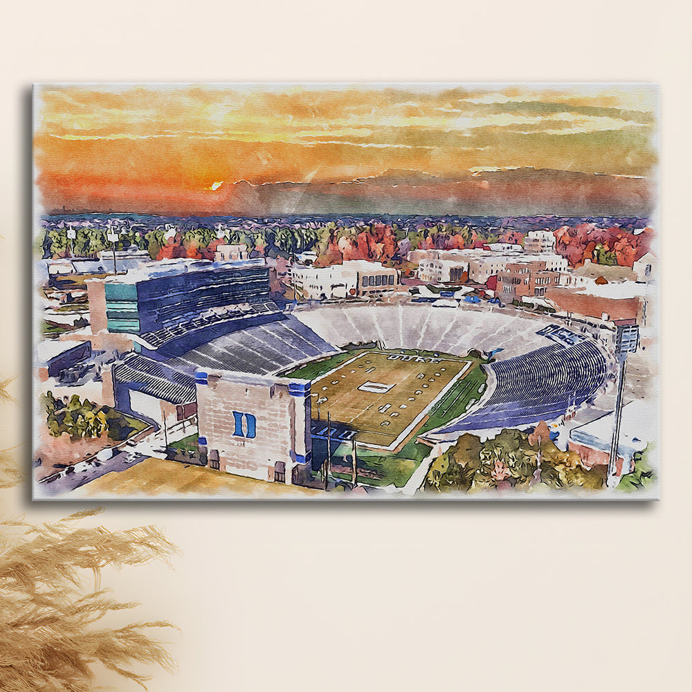 Duke Blue Devils, Wallace Wade Painting Stadium Watercolor, Sport Art, Gifts for him, Canvas Print Wall Art