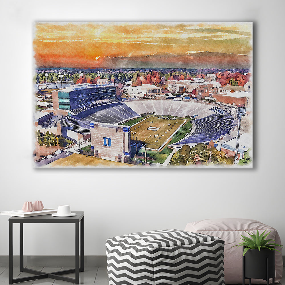Duke Blue Devils, Wallace Wade Painting Stadium Watercolor, Sport Art, Gifts for him, Canvas Print Wall Art