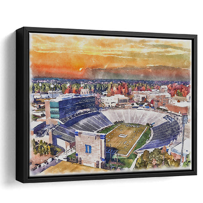 Duke Blue Devils, Wallace Wade Painting Stadium Watercolor, Sport Gift Art, Framed Canvas Print Wall Art