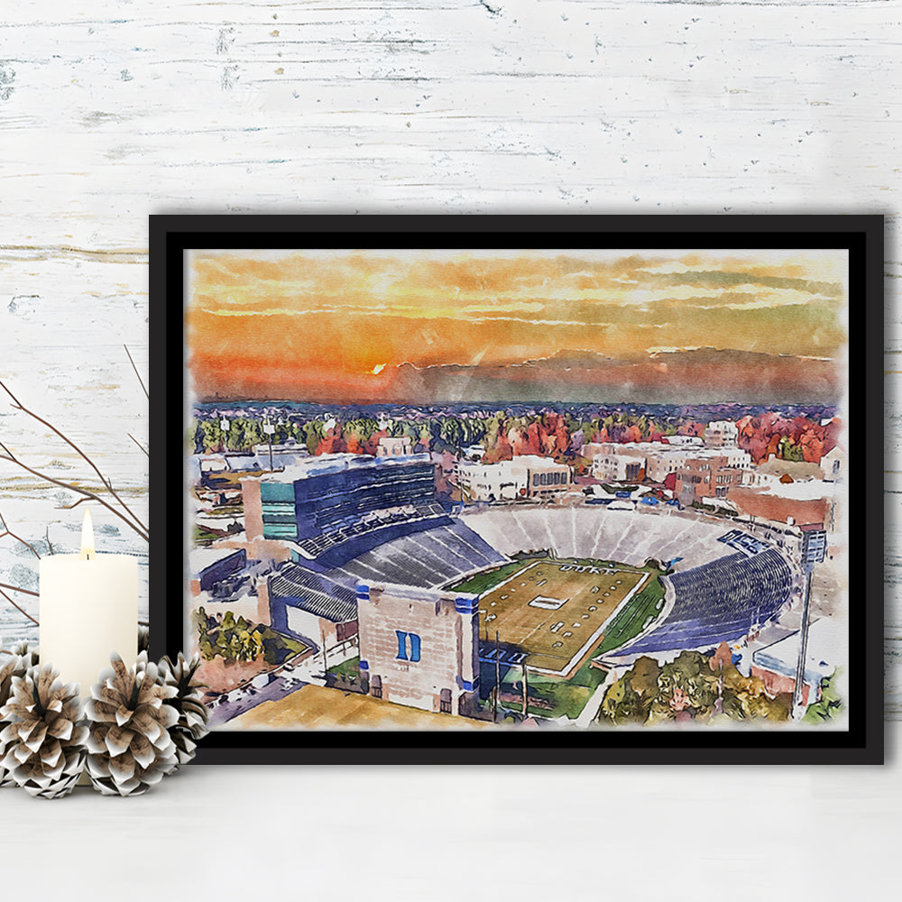 Duke Blue Devils, Wallace Wade Painting Stadium Watercolor, Sport Gift Art, Framed Canvas Print Wall Art