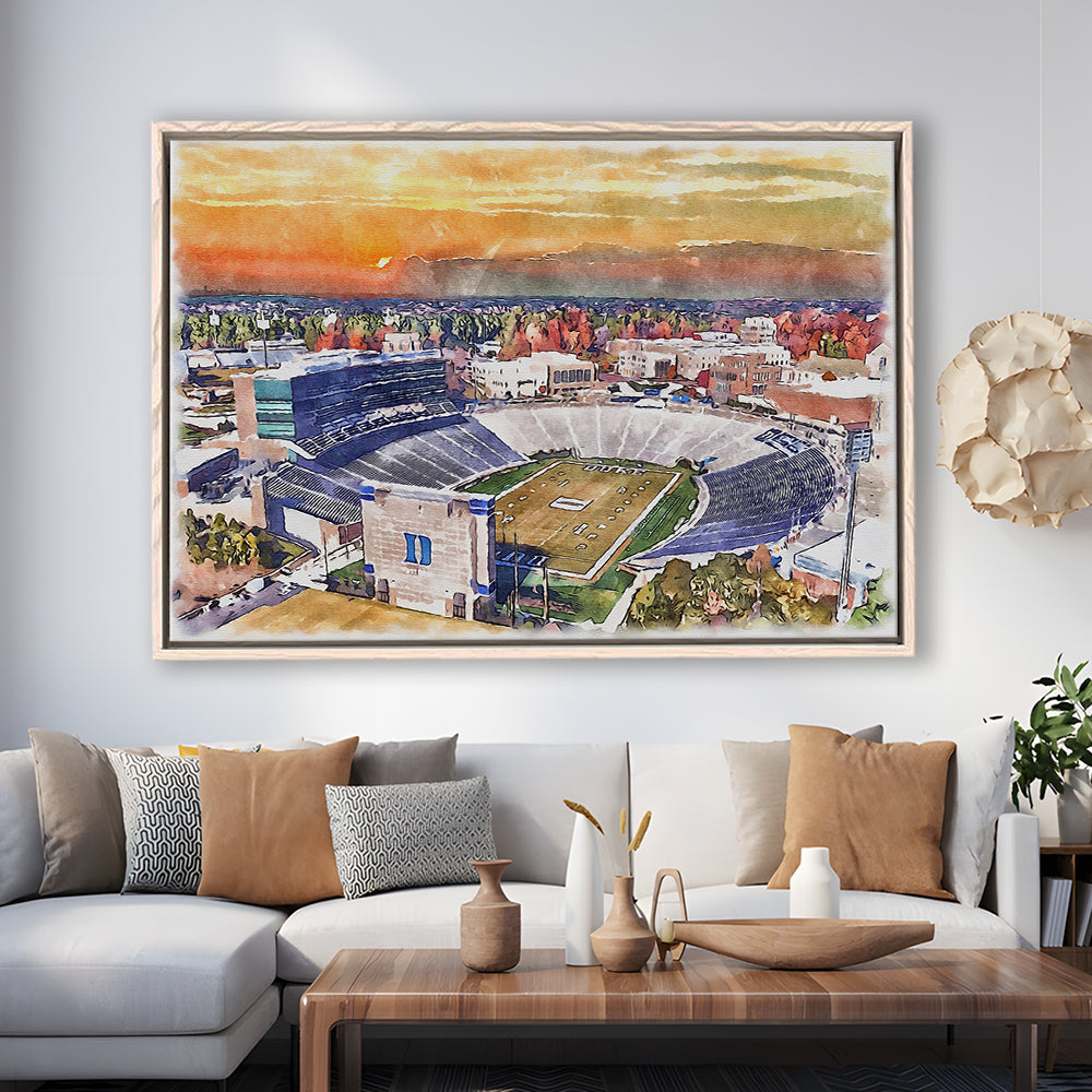 Duke Blue Devils, Wallace Wade Painting Stadium Watercolor, Sport Gift Art, Framed Canvas Print Wall Art