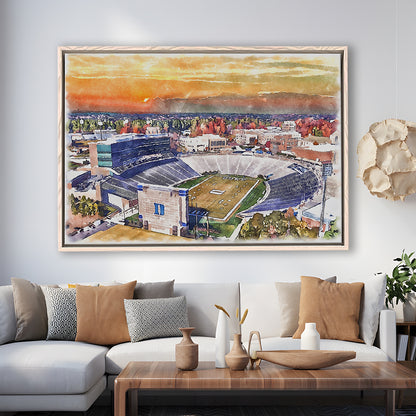 Duke Blue Devils, Wallace Wade Painting Stadium Watercolor, Sport Gift Art, Framed Canvas Print Wall Art