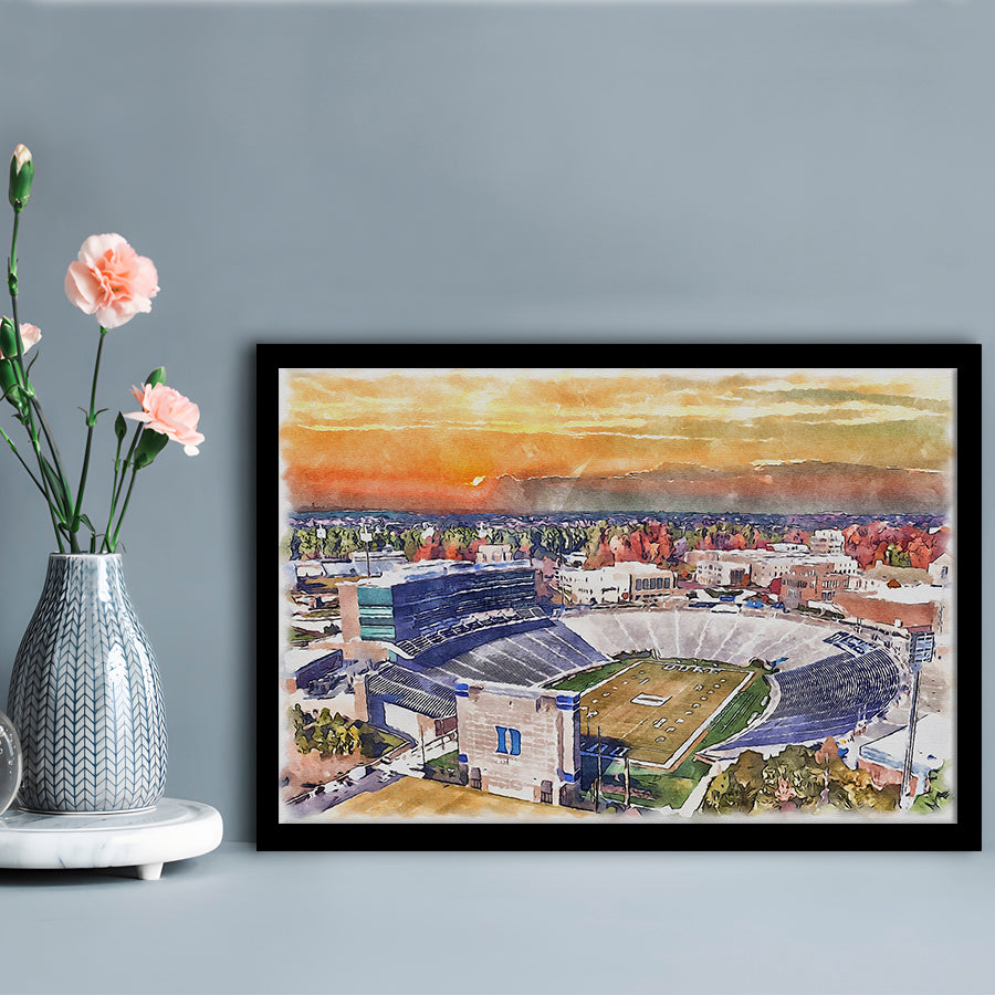 Duke Blue Devils, Wallace Wade Painting Stadium Watercolor, Sport Gift Art, Framed Art Print Wall Decor