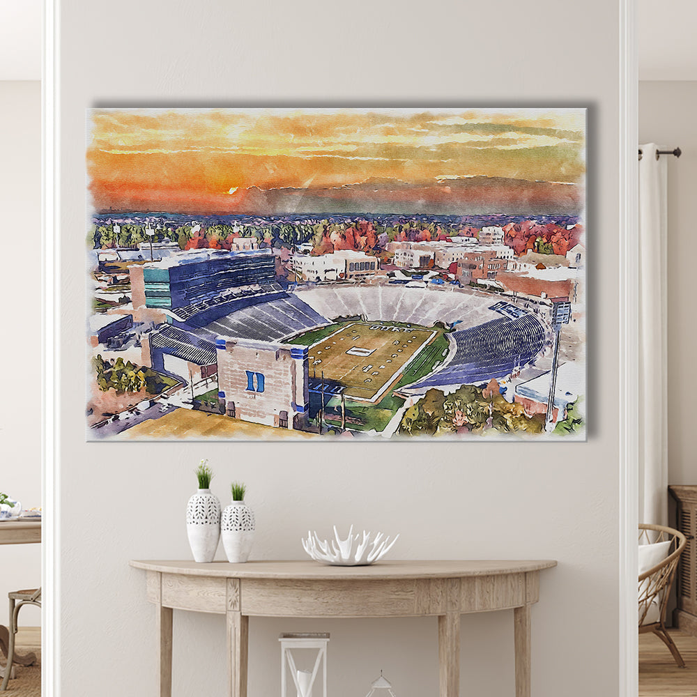 Duke Blue Devils, Wallace Wade Painting Stadium Watercolor, Sport Art, Gifts for him, Canvas Print Wall Art