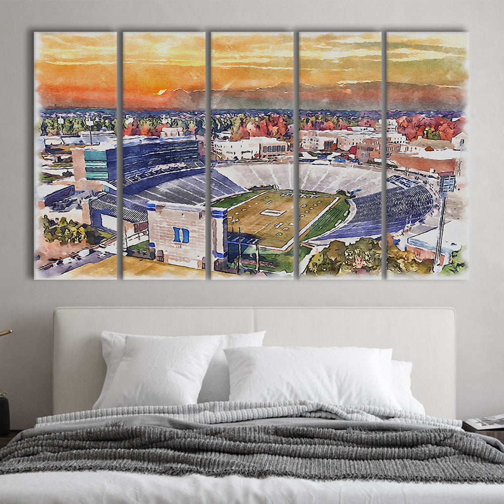Duke Blue Devils, Wallace Wade Painting Stadium Watercolor, Sport Art, Extra Large Canvas Print Wall Art