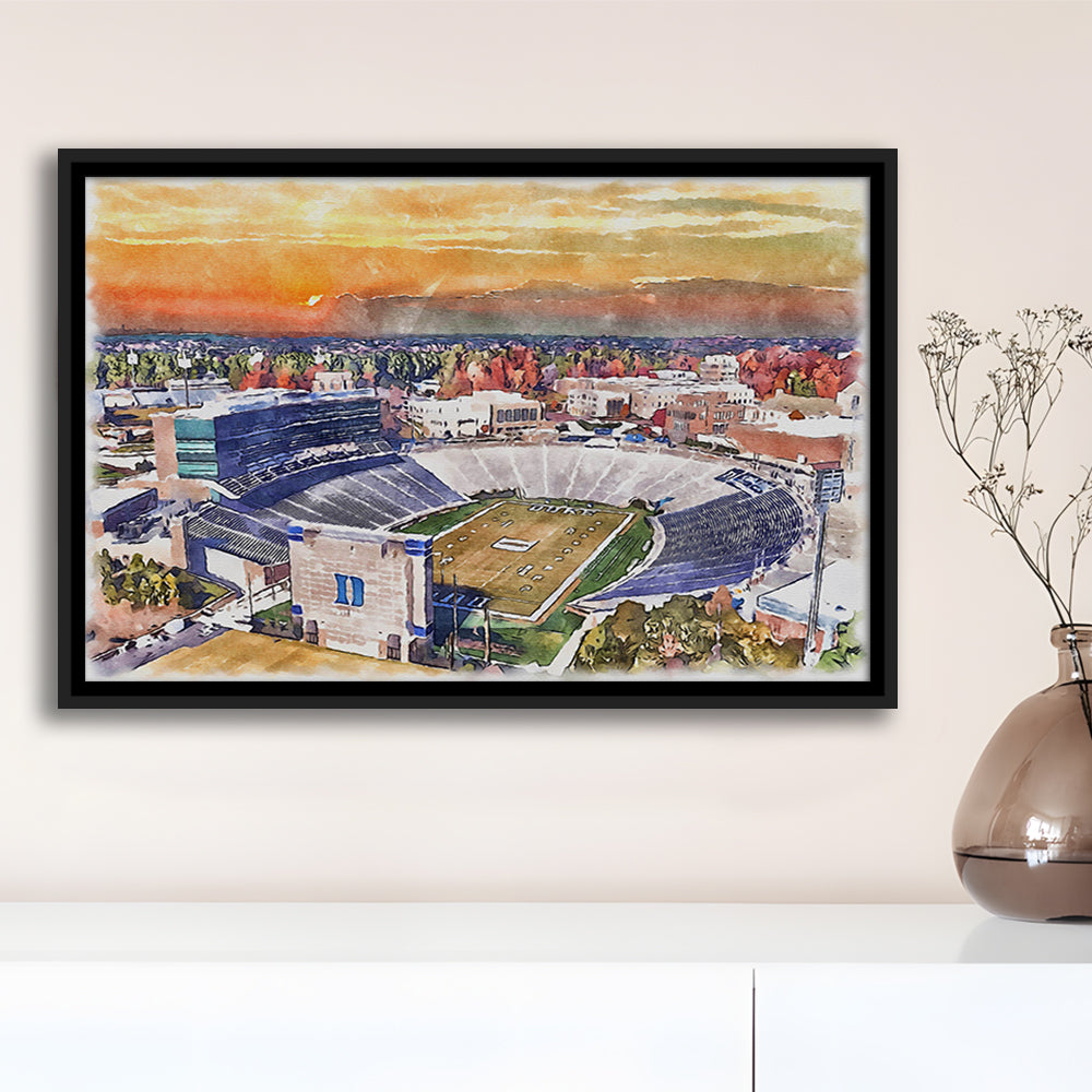 Duke Blue Devils, Wallace Wade Painting Stadium Watercolor, Sport Gift Art, Framed Canvas Print Wall Art
