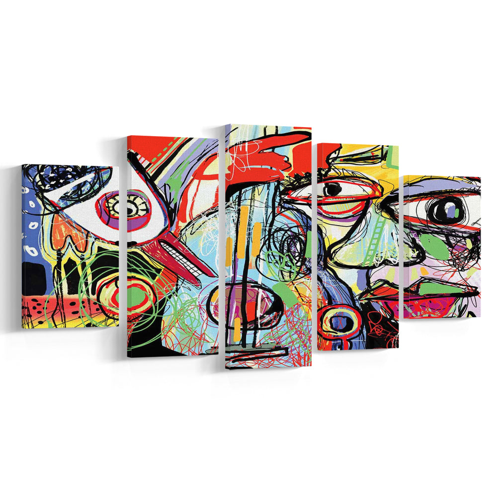 Dynamic Symphony Canvas Print, Contemporary Whirlwind Wall Art, Striking Wall Decor, 5 Piece Large Cavas Print Wall Art