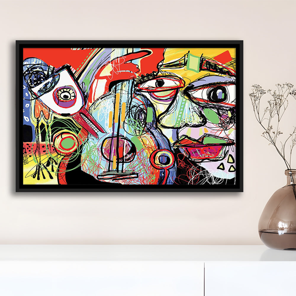 Dynamic Symphony Canvas Print, Contemporary Whirlwind Wall Art, Striking Large, Framed Cavas Print, Floating Frame