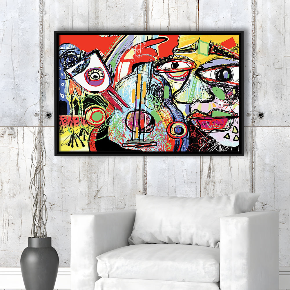 Dynamic Symphony Canvas Print, Contemporary Whirlwind Wall Art, Striking Large, Framed Cavas Print, Floating Frame