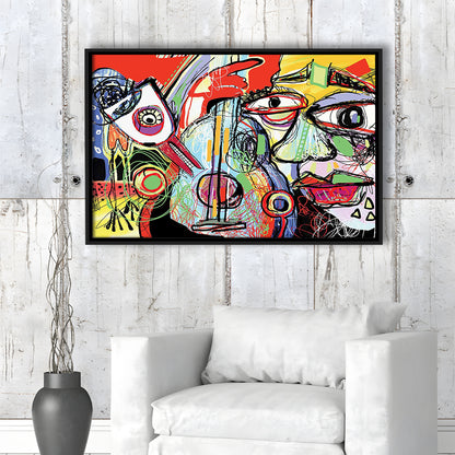 Dynamic Symphony Canvas Print, Contemporary Whirlwind Wall Art, Striking Large, Framed Cavas Print, Floating Frame