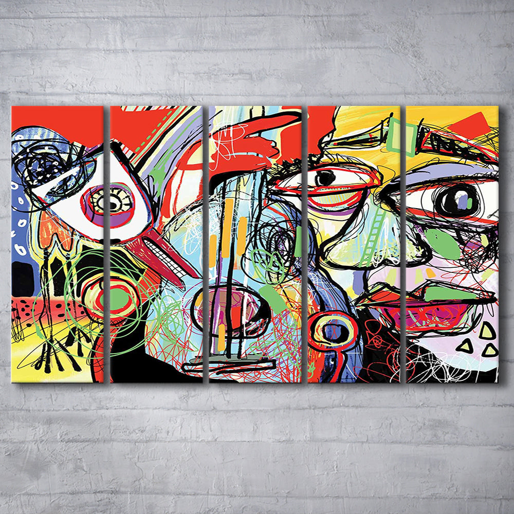 Dynamic Symphony Canvas Print, Contemporary Whirlwind Wall Art, 5 Piece B Extra Large Cavas Print Wall Art Decor