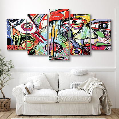Dynamic Symphony Canvas Print, Contemporary Whirlwind Wall Art, Striking Wall Decor, 5 Piece Large Cavas Print Wall Art
